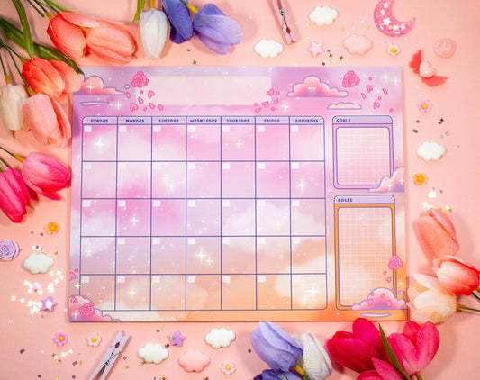 Rose Sky Monthly Monthly Planner Pad