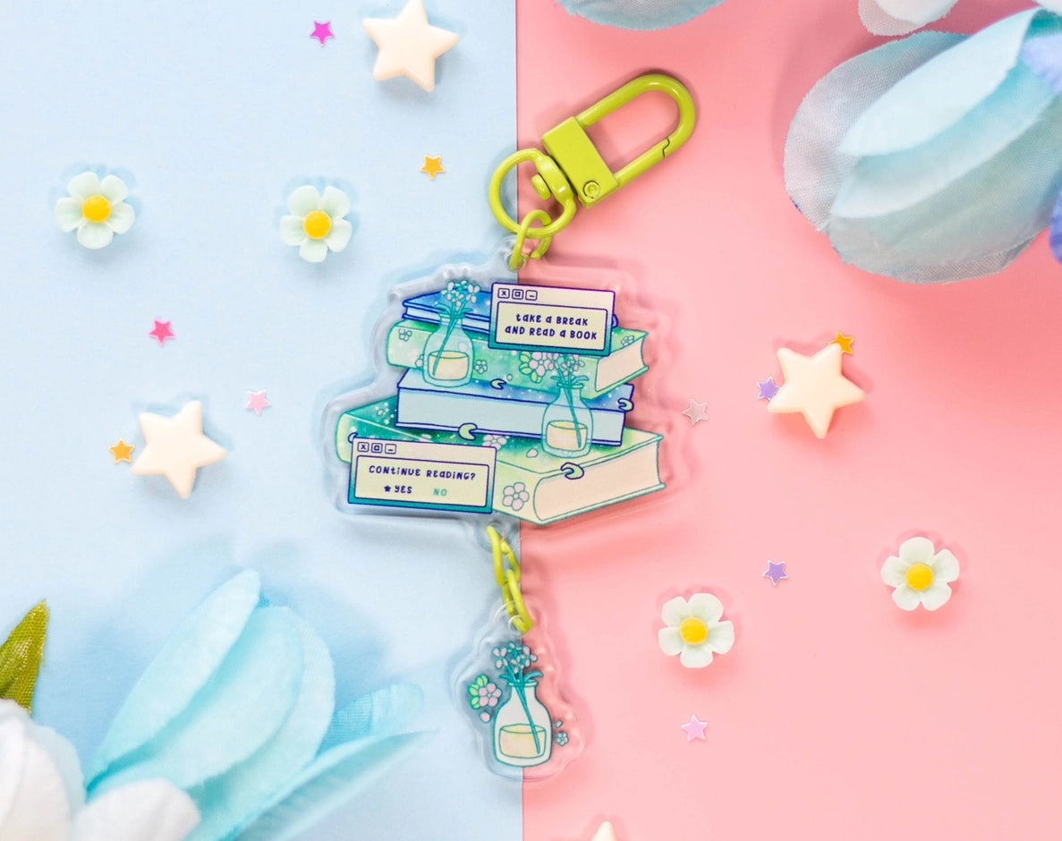 Stacked Books Linked Keychain