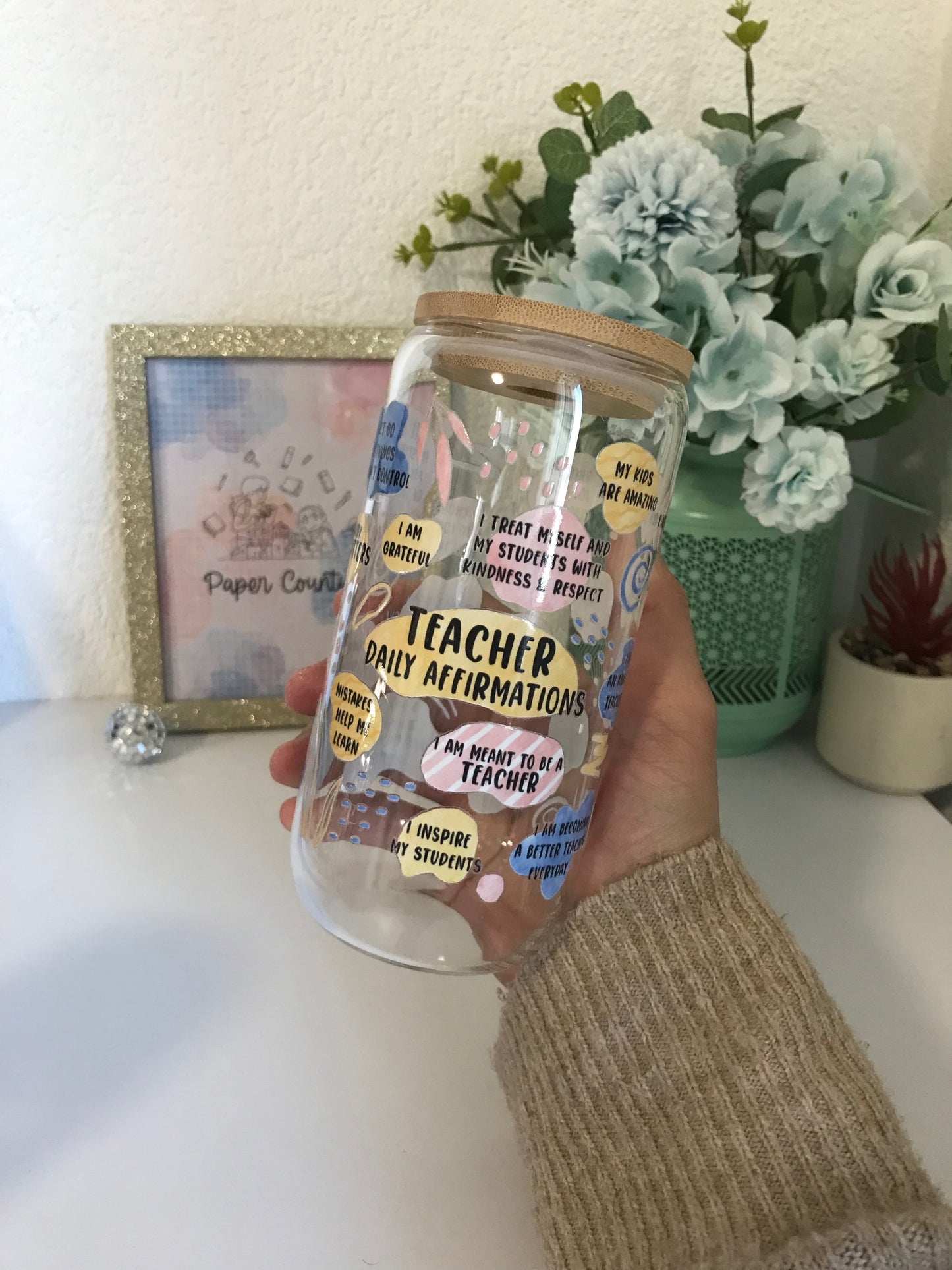 Affirmations quotidiennes de l'enseignant Boho Cup