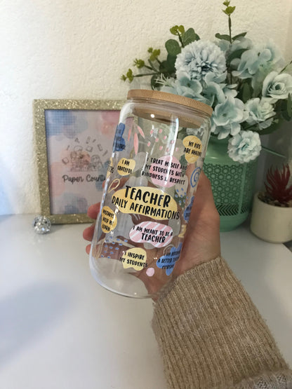 Teacher Daily Affirmations Boho Cup