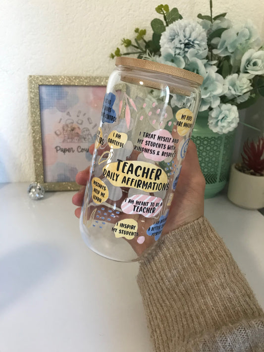 Teacher Daily Affirmations Boho Cup