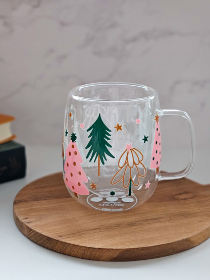 Limited Quantity: Festive Trees Double-Walled Glass Mug