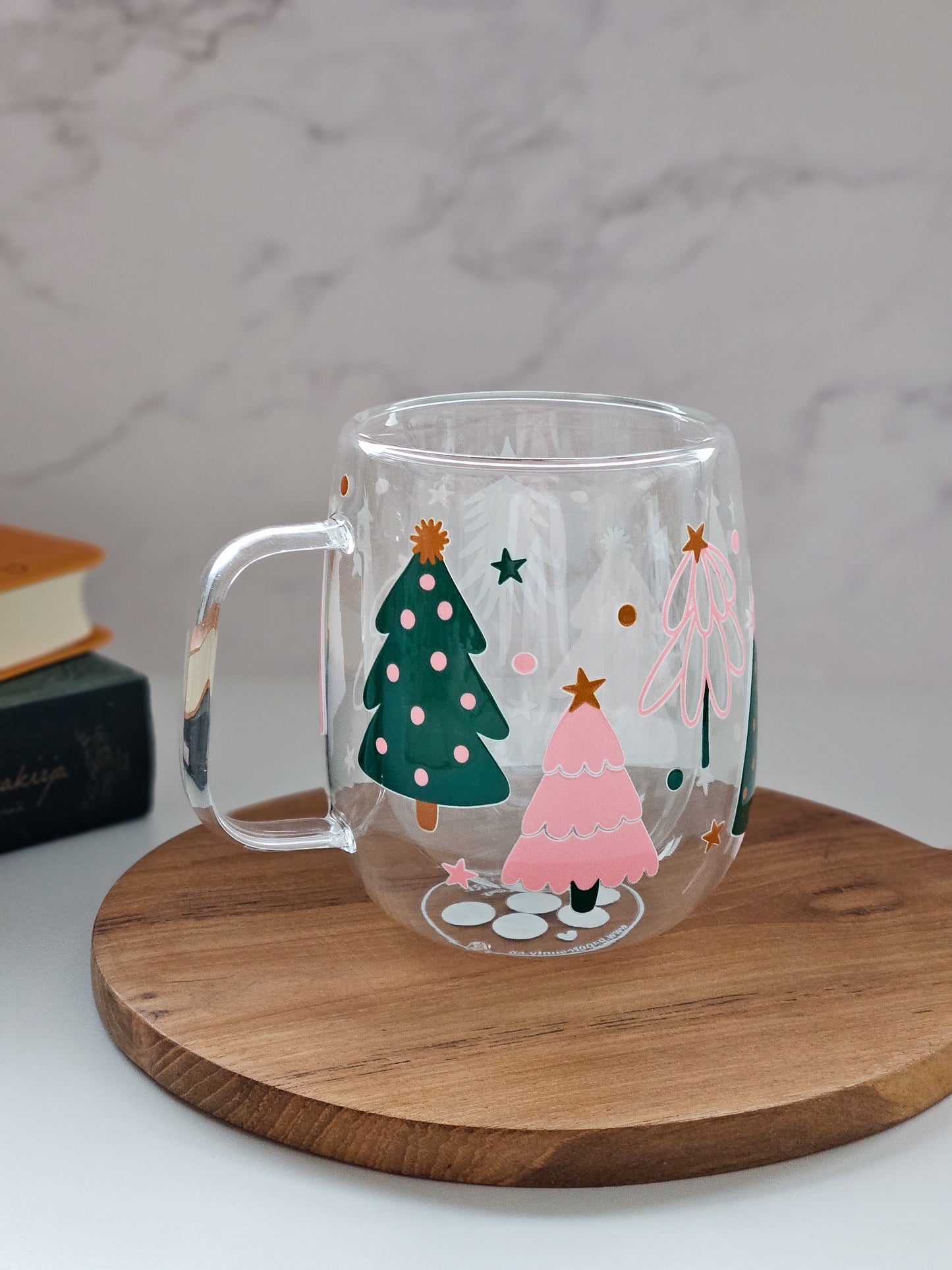 Limited Quantity: Festive Trees Double-Walled Glass Mug