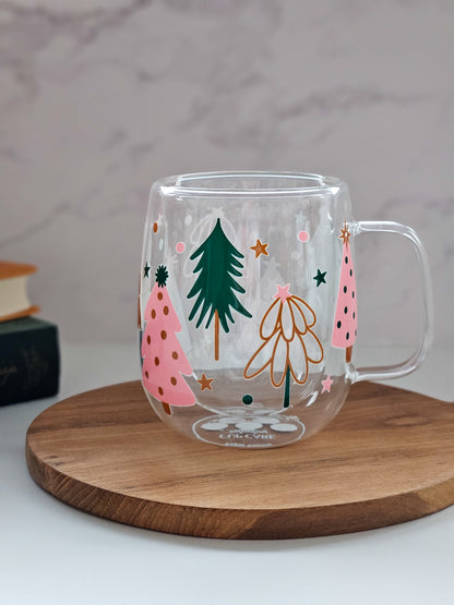 Limited Quantity: Festive Trees Double-Walled Glass Mug