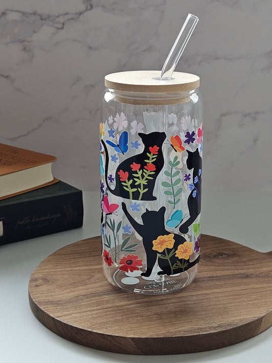 Black Cats Floral Cup