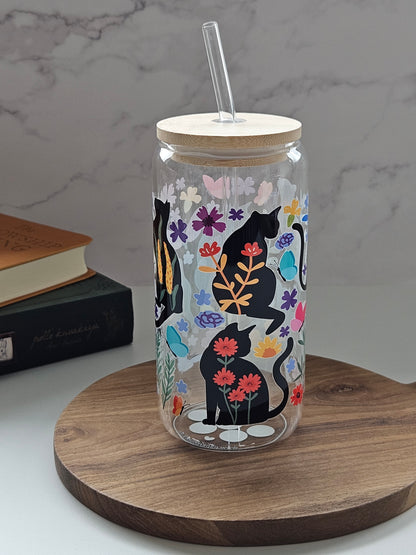 Black Cats Floral Cup