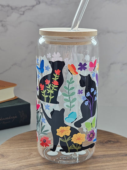 Black Cats Floral Cup