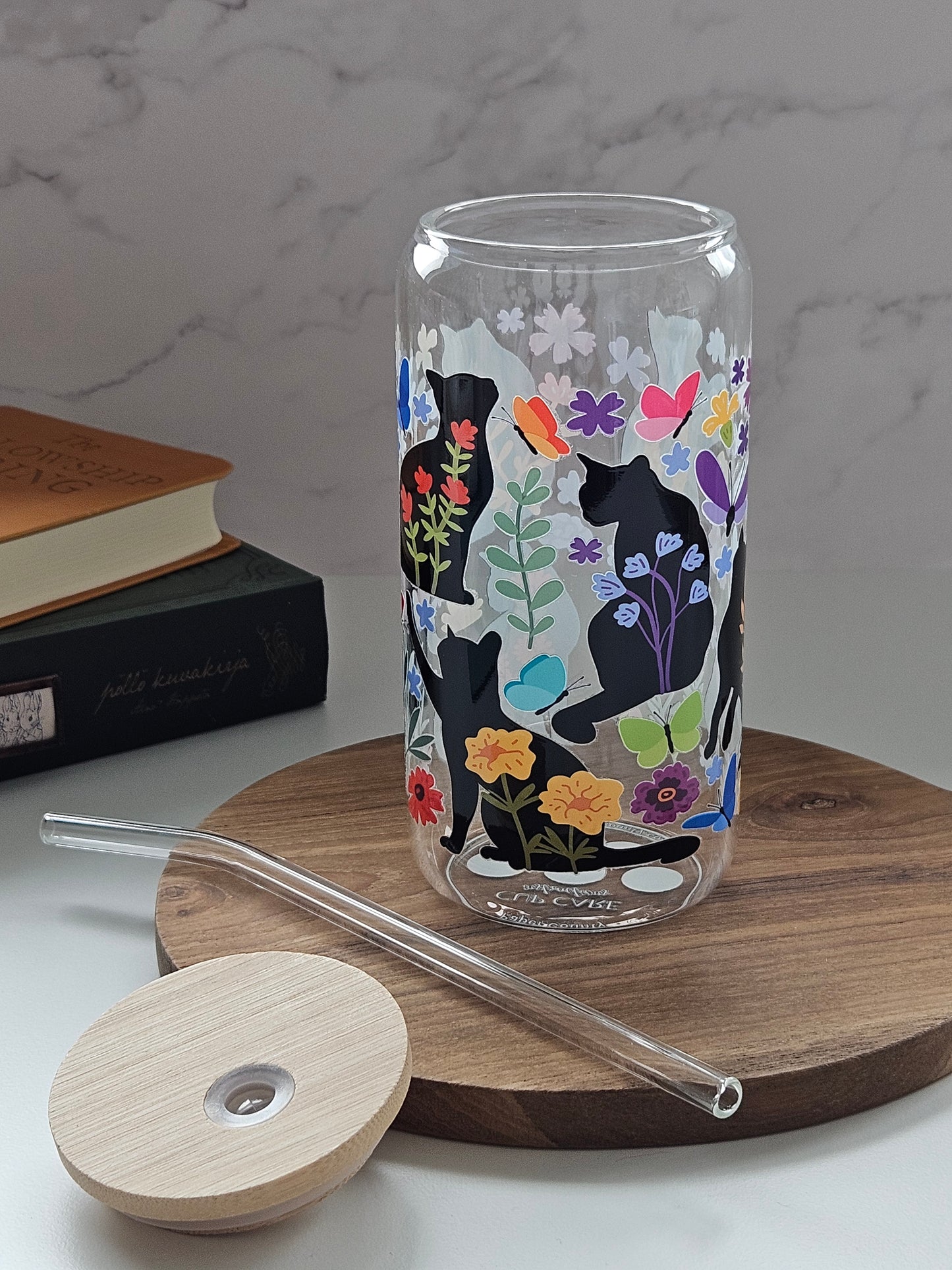 Black Cats Floral Cup