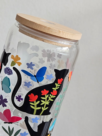 Black Cats Floral Cup