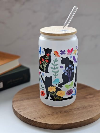 Schwarze Katzen und Blumen Tasse