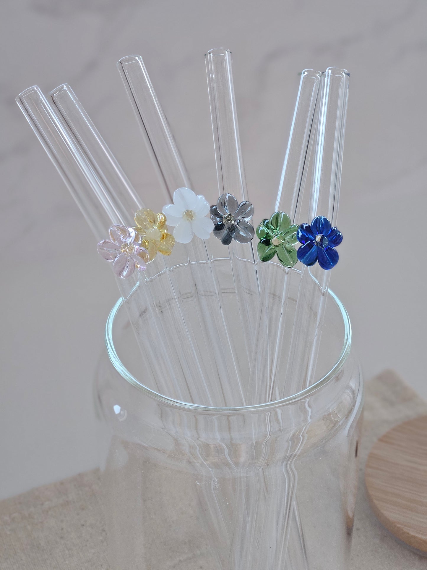 Paille en Verre à Fleur