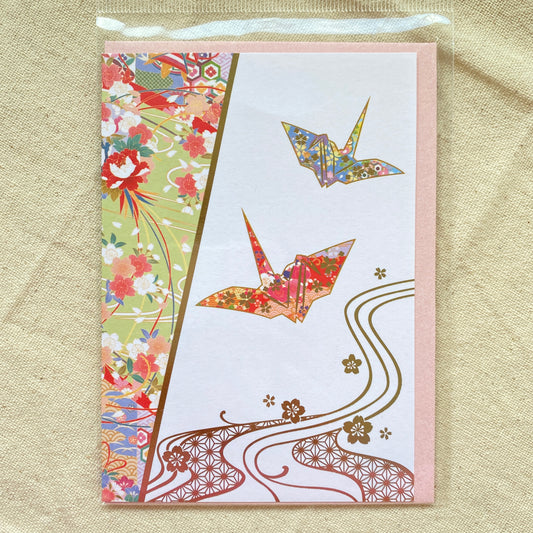 Paper Cranes and Flowing Water Greeting Card