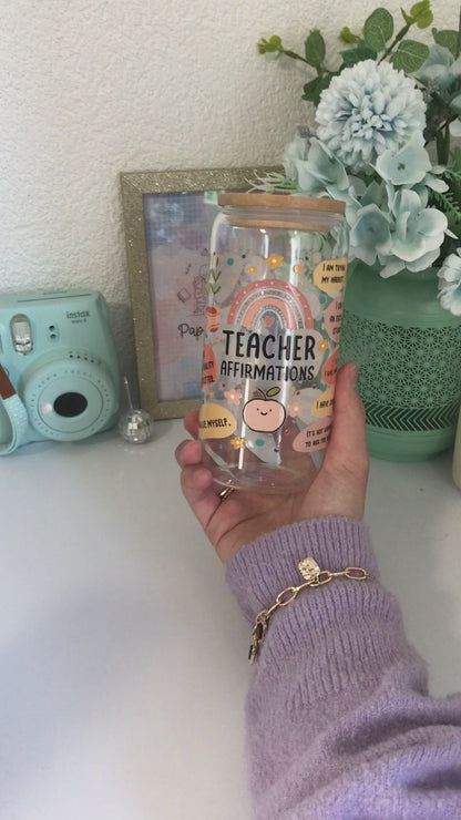 Teacher Daily Affirmations Rainbow Cup