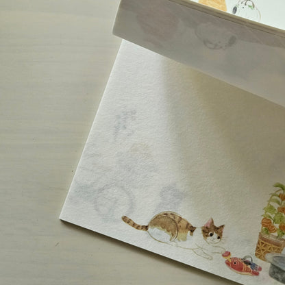 Summer with Cats Japanese Writing Paper Design