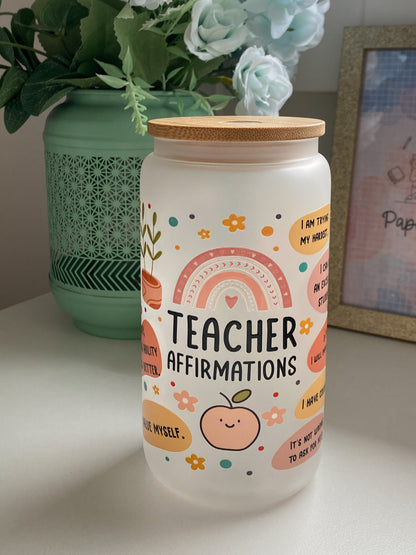 Teacher Daily Affirmations Rainbow Cup